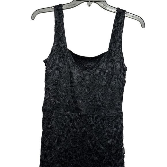 Sam Edelman Midi Dress Lace Design Cut Out Back Side Zip Closure Black W 2 NWOT - Picture 3 of 9